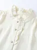 Elegante Camisa Estilo Commuter Nueva Moda Primavera 2026 para Mujer con Cuello Alto Volanteado Top Chic y Noble para Damas
