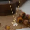 Corrente Elegante para Clavícula Banhada a Ouro Real com Zircônias Microcravejadas Design de Nicho Feminino Colar de Concha Borboleta Corrente Exquisita para Suéter