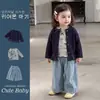 Casaco infantil, conjunto para meninas, top da moda para bebê menina de outono, conjunto de três peças com jeans, roupas de outono para menininha