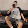 Transmisión en Vivo Transfronteriza Pijama de Shorts Estampados de Manga Corta para Hombre Verano Jersey Casual Estilo Japonés Ropa para el Hogar que se Puede Usar Afuera para Hombre Verano
