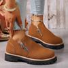 2025 Novas Botas Chelsea Curtas de Tamanho Grande para Mulheres Primavera e Outono Camurça Zíper Lateral Manga Botas Curtas para Mulheres Tendência Atacado
