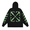 Marca de Moda Europea y Americana Ow 320g Imagen de Luna Estampado de Raya Diagonal Sudadera con Capucha Chaqueta Agente Mayorista