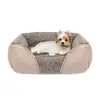 Cama cuadrada de terciopelo rosa para perro y gato, personalizada de fábrica, cama cálida para mascotas para invierno, adecuada para perros y gatos pequeños y medianos