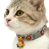 Gato Colorido Encaje Flor Collar Perro Accesorios de Alta Gama Collar Perro Pequeño Collar con Cascabel Ajustable Venta al por Mayor