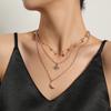 Collar con colgante de media luna con ojos de diamantes y tubo curvo, joyería transfronteriza europea y americana, collar personalizado con flores de moda muy vendido para mujer
