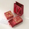 Caixa de Joias Estilo Chinês para Atacado, Caixa de Armazenamento de Colares e Brincos, Caixa com Gaveta Texturizada Criativa com Janela, Caixa de Embalagem para Joias