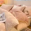 Novo Conjunto de Quatro Peças de Plush com Relevo 3D de Alta Gramatura Leite Fleece Outono e Inverno Espesso Quente Roupa de Cama para Casa