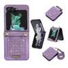 Adequado para Samsung Z Flip6 Capa de couro para celular Samsung Celular dobrável de 5ª geração Alça com glitter Bolsa tiracolo
