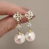 Brincos de Pérola Imitação Barroca de Alta Qualidade, Brincos de Laço com Diamantes Brilhantes de Luxo de Nicho, Novos Brincos Populares Estilo 2026