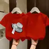 Camiseta de manga corta para niña 2026 nuevo estilo ropa de verano para niños top de dibujos animados elegante para niños mayores y pequeños camiseta base de algodón puro