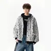 Sudadera con capucha de peso pesado estilo americano con estampado de estrellas, unisex, corte holgado, con cremallera, perfecta para otoño, prenda exterior casual y versátil