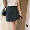 Saia-calça de terno irregular de cintura alta para mulheres, novo estilo primavera 2026, saia-calça de perna larga da moda em linha A com decoração de botões