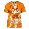 Camiseta Casual Unissex de Manga Curta com Estampa 3D de Meninas Fofas de Anime, Novo Estilo Transfronteiriço, Fonte de Suprimento