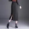 Elegante Falda Midi Bodycon de Lana para Mujer Otoño Invierno 2026 Nueva Falda de Cintura Alta Adelgazante de Longitud Media Falda Recta Versátil de Temperamento