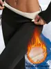 Pantalones de Pana con Forro de Terciopelo para Mujer Otoño e Invierno Cintura Alta Control de Abdomen Adelgazantes Micro Flare Pantalón de Campana Cálidos Levanta Glúteos