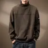 Sudadera de chenilla de cuello alto medio de alta gama para hombre, nueva colección Otoño 2026, chaqueta holgada de pana de manga larga de talla grande