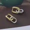 Bestseller de joyería europea y americana transfronteriza: Pendientes de aro de diseño de color contrastante mixto simple en forma de U, de doble uso, a la moda