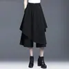 Calças Largas Pretas para Primavera, Verão e Outono, Calças Casuais Retrô Estilo Hong Kong para Mulheres, Cintura Elástica, Caimento Solto, Emagrecimento, Calças Cropped, Pantalona