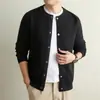 Cárdigan de punto para hombre Yingao de primavera y otoño, Chaqueta de color liso con cuello redondo de un solo botón, Suéter nuevo de manga larga para caballero