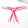 Lencería sexy de talla grande para mujer, tanga sexy de perlas con masaje y abertura en la entrepierna, tanga sexy de encaje tentación europea y americana sin extracción
