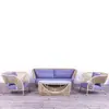 Estilo Nórdico Sofá de Cuerda de Madera Maciza para Exteriores Balcón Ocio Patio Jardín Exterior Muebles de Silla de Ratán Combinación de Sofá de Ratán