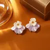 Brincos de Flor de Concha Frescos e Doces, um Par Dupla Face Simples, Moderno e de Alta Qualidade para Mulheres, Brincos Dopamina de Verão