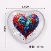 Ímã de Geladeira de Vidro de Cristal Pintura a Óleo Retro Americano Presente de Aniversário para Casal Adesivo Magnético de Vidro Coração Graffiti Colorido