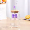 Taza de Bebida para Mujer con Forma de Nube Linda, Taza de una Sola Capa de Gran Capacidad, Taza con Lazo Resistente a Altas Temperaturas, Vaso de Agua de Vidrio de Borosilicato Alto