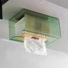 Caja de pañuelos de lujo ligero montada en la pared Caja de almacenamiento de toallas Inodoro Baño Cocina Sin perforaciones Caja de toallas de papel boca abajo