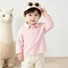 Camisa Polo para bebé, ropa infantil para niños, top de bebé con cuello camisero, nuevo estilo de otoño, camiseta básica versátil de color liso suave, manga larga