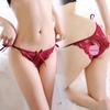 Calça T de renda com laço sexy Tanga de renda Roupa íntima tentação de ponta aberta sexy D049