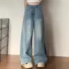 Jeans Reto de Cor Clara Projetado para Mulheres no Inverno, Tamanho Grande, Figura em Forma de Pera, Cintura Alta, Solto, Efeito Emagrecedor, Calça Wide Leg