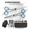 Conjunto de Tesouras de Corte de Cabelo Azul Amazon Transfronteiriço com Parafuso Destacável para Cabeleireiro, Uso Doméstico para Adultos, Tesoura deafinamento de 6 polegadas