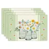 Manteles Individuales de Lino para Primavera y Verano Transfronterizos, Flores de Girasol, Decoración de Cocina, Mesa de Comedor, Aislamiento Térmico, Mantel Antideslizante
