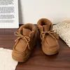 Botas de Nieve de Terciopelo Plus para Mujer Zapatos Cálidos de Algodón para Mujer 2026 Nuevo Estilo de Otoño Impermeables Suela Gruesa Zapatos tipo Pan Zapatos Bajos Modernos