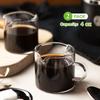 Juego de 2 Tazas de Café con Mangos de Madera, Tazas Medidoras de Vidrio de Doble Pico con Escala, Tazas de Espresso con Pico en Forma de V
