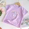 Camiseta de algodón de manga corta para niña, nueva de verano para niños, cuello redondo, estilo western de dibujos animados, camiseta de manga corta para niña