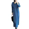 Vestido Sudadera Azul con Capucha para Mujer, Estilo Commuter Otoño e Invierno, Elegante y Rejuvenecedor, con Bolsillos, Cintura Suelta, Vestido Largo de Corte A Delgado