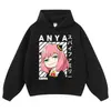 Sudadera con capucha retro lavada y desgastada con estampado de personaje, sudadera casual holgada bidimensional para otoño e invierno con cuello redondo
