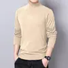 Seleção PremiumCamiseta Masculina de Manga Longa com Gola Alta Meia-Boca, Forrada com Fleece dos Dois Lados, Roupa Térmica da Moda