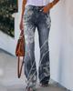 BD 02 260g twill mujer estampado imitación jeans AliExpress ebay Europeo y Americano Comercio exterior pantalones casuales delgados