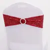 Suministro directo de fábrica en decoración de hotel y boda al por mayor funda de silla de spandex respaldo de arco flor tira de lentejuelas