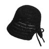 Sombrero Casual Nuevo de Primavera y Verano con Protección Solar para Mujer, Sombrero de Pescador de Paja Hueco con Lazo Pequeño para la Cara, Sombrero de Cubo Transpirable con Protección Solar