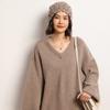 Chapéu de Tricô Elegante de Cashmere Macio para Outono e Inverno, Novo Estilo de Moda, Cor Lisa Simples para Mulheres, Crochê, Camada Dupla, Recortado, Baotou