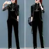 Traje de Terciopelo Dorado al por Mayor Moda Femenina 2025 Nuevo Primavera y Otoño Cuello Alto Casual Ropa Deportiva Sudadera Conjunto de Dos Piezas