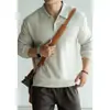 Camisa Polo Retro con Cuello de Espiga Mezcla de Algodón y Poliéster para Hombre 2026 Otoño/Invierno Sudadera Deportiva Casual Ligera