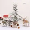 Decoración de Escritorio Pequeña de Cedro Escena Navideña Adornos de Moda Árbol de Navidad Mini Nieve Flock