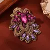 Broche Grande de Flor y Hoja de Cristal Estilo Exagerado Europeo y Americano Broche de Flor Grande de Cristal para Mujer Ropa de Traje Chaqueta Abrigo Accesorios Retro Elegantes de Gama Alta