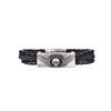 Pulsera de Acero Inoxidable y Cuero Genuino Calavera Punk Acero de Titanio Sin Decoloración Estilo Retro Europeo y Americano para Hombres y Mujeres Estilo ins Alta Textura