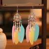 Pendientes de Pluma de Hoja de Loto Multicapa Estilo Étnico Aleación Casual Pendientes de Yunnan Venta al por Mayor Pendientes de Joyería Étnica Creativa
